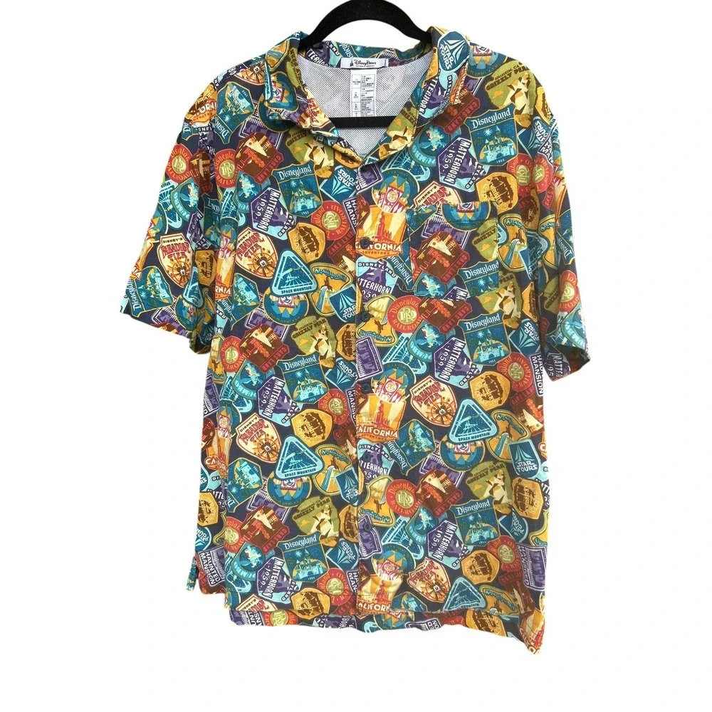 Disney Parks Disneyland Attractions Haunted Mansion Button Front Shirt Men's LG‎